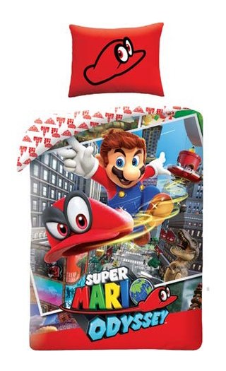 Mario Odyssey dekbedovertrek 140x200cm katoen