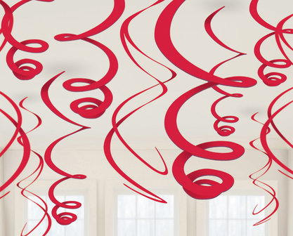 Plafond decoratie slingers rood