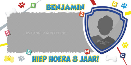 Gepersonaliseerde muurbanner Super Pups thema