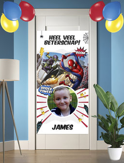 Gepersonaliseerde deurbanner Spiderman thema Beterschap