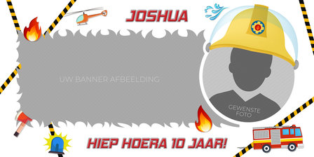 Gepersonaliseerde muurbanner Brandweerman Sam template