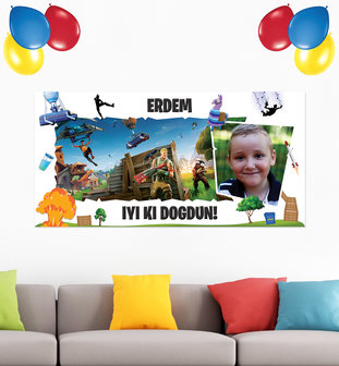 Gepersonaliseerde muurbanner Fortnite thema turks voorbeeld