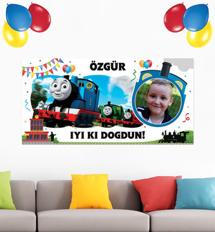 Gepersonaliseerde muurbanner Thomas de Trein thema turks voorbeeld