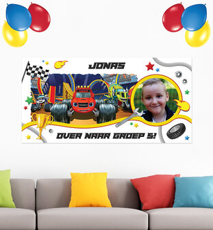 Gepersonaliseerde muurbanner Blaze en de Monsterwielen thema nieuwe klas voorbeeld