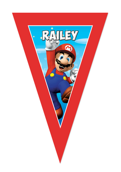 Gepersonaliseerde vlaggenlijn Super Mario thema design voorbeeld