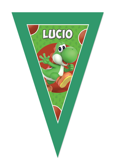 Gepersonaliseerde vlaggenlijn Super Mario Yoshi thema design voorbeeld