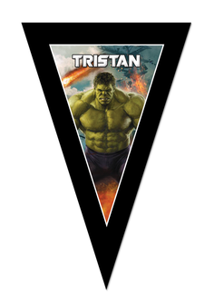 Gepersonaliseerde vlaggenlijn The Avengers Hulk thema design voorbeeld