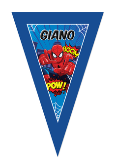 Gepersonaliseerde vlaggenlijn Spiderman thema design voorbeed