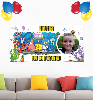 Gepersonaliseerde muurbanner Spongebob thema turks voorbeeld