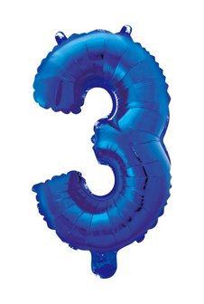 Folie ballon cijfer 3 blauw