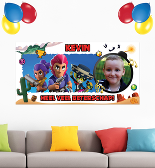 Gepersonaliseerde muurbanner Brawl Stars thema beterschap voorbeeld