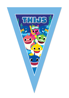 Gepersonaliseerde vlaggenlijn Baby Shark thema design