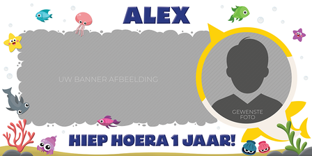 Gepersonaliseerde muurbanner Baby Shark thema template