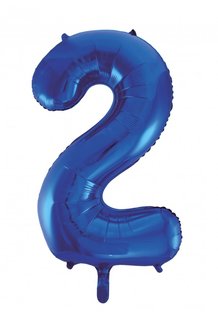 Folie ballon cijfer 2 blauw