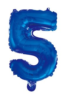 Folie ballon cijfer 5 blauw