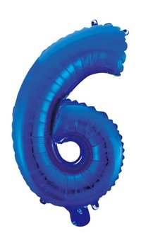 Folie ballon cijfer 6 blauw