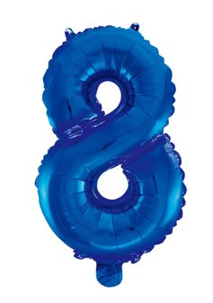 Folie ballon cijfer 8 blauw