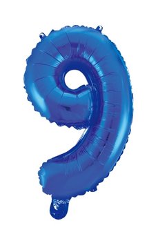 Folie ballon cijfer 9 blauw