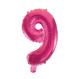 Folie ballon cijfer 9 roze