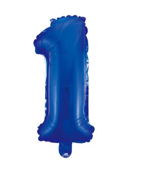 Folie ballon cijfer 1 blauw