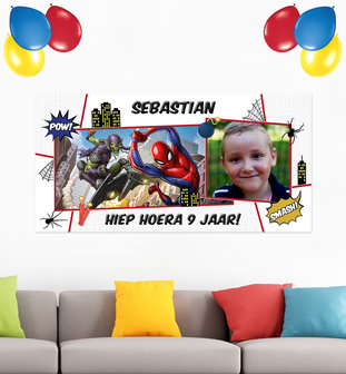 Gepersonaliseerde muurbanner Spiderman voorbeeld