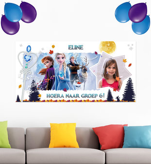 Gepersonaliseerde muurbanner Frozen 2 thema nieuwe klas voorbeeld