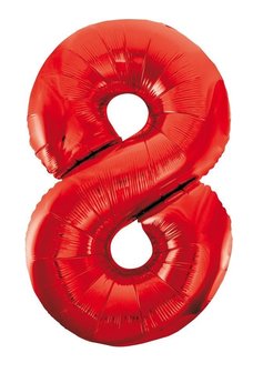 Folie ballon cijfer 8 rood 86cm