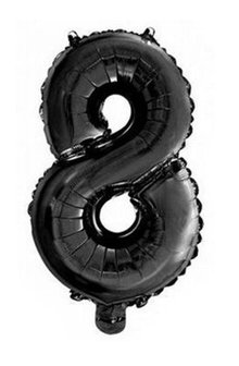 Folie ballon cijfer 8 zwart