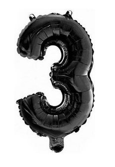 Folie ballon cijfer 3 zwart