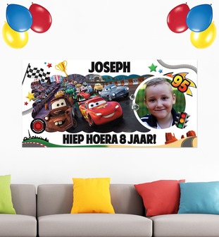 Gepersonaliseerde muurbanner Disney Cars thema voorbeeld