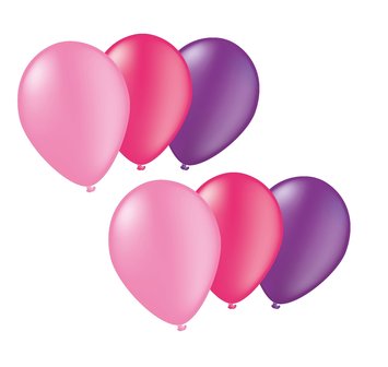 Ballonnen 30 centimeter roze &amp; paars gemengd