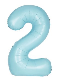 Folie ballon cijfer 2 lichtblauw MAT