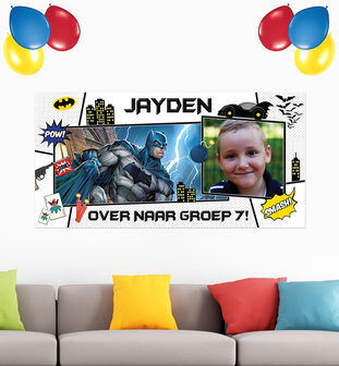 Gepersonaliseerde muurbanner Batman thema nieuwe klas voorbeeld