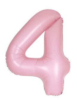Folie ballon cijfer 4 roze MAT 86cm
