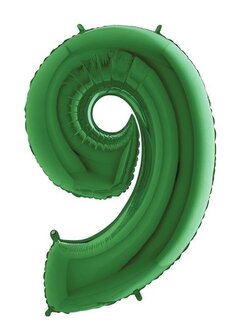 Folie ballon cijfer 9 groen 102cm