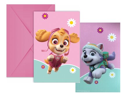 Paw Patrol uitnodigingen met envelop Skye en Everest