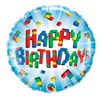 Lego Blokjes folie ballon Happy Birthday