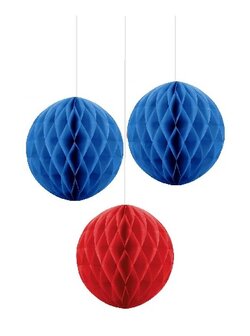 Honeycomb 3-delig plafond decoratie set blauw-rood 