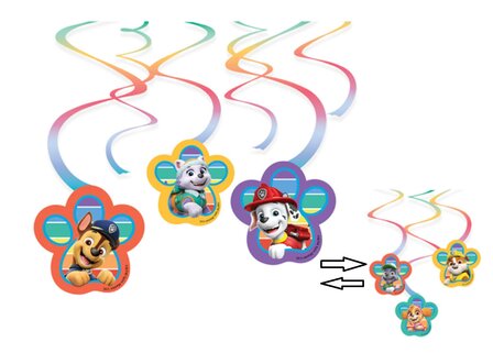 reparatie hobby Elasticiteit Paw Patrol plafond swirl decoratie slingers | Set van 6 stuks!