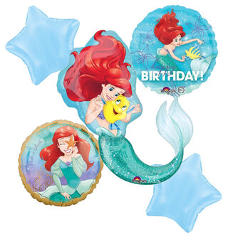 Princess Ari&euml;l de kleine zeemeermin folie ballonnen set Happy Birthday