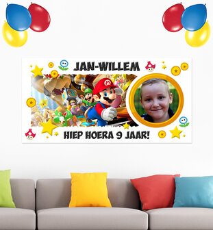 Super Mario Gepersonaliseerde muurbanner voorbeeld