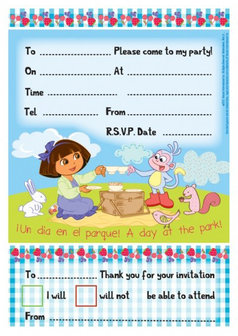 Dora Explorer uitnodigingen
