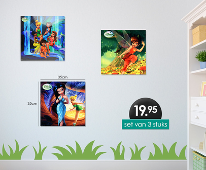 Disney Tinkerbell 3-delig canvas set 35x35cm