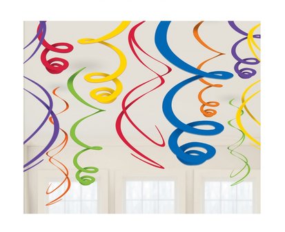 Plafond decoratie slingers gemengde kleuren