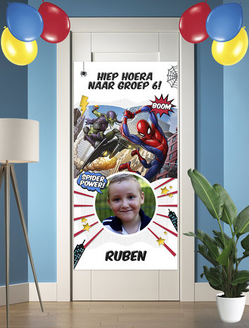 Gepersonaliseerde deurbanner Spiderman thema nieuwe klas