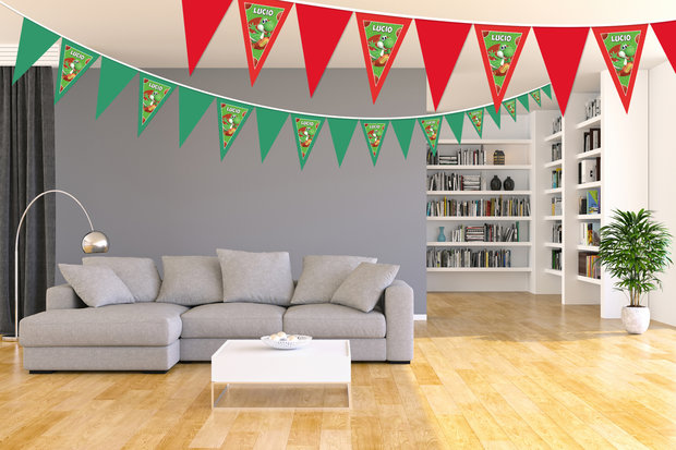 Gepersonaliseerde vlaggenlijn Yoshi thema voorbeeld kamer