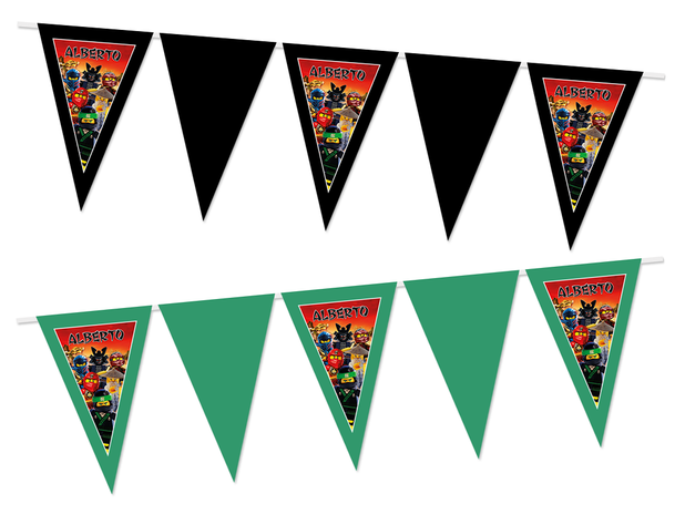 Gepersonaliseerde vlaggenlijn Ninjago thema voorbeeld