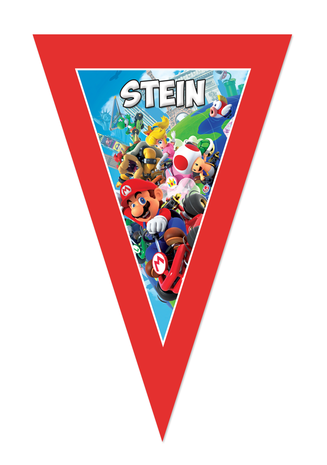 Gepersonaliseerde vlaggenlijn Mario kart thema Voorbeeld