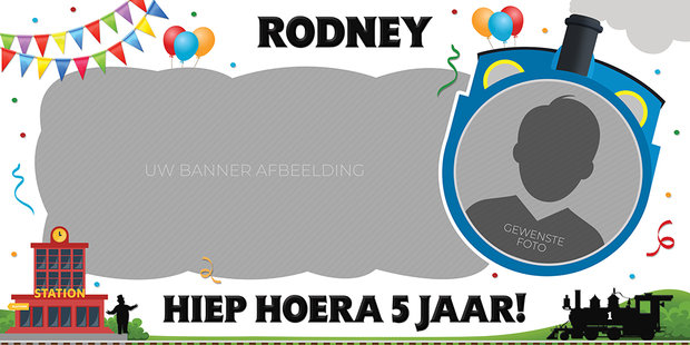 Gepersonaliseerde muurbanner Thomas de Trein thema template