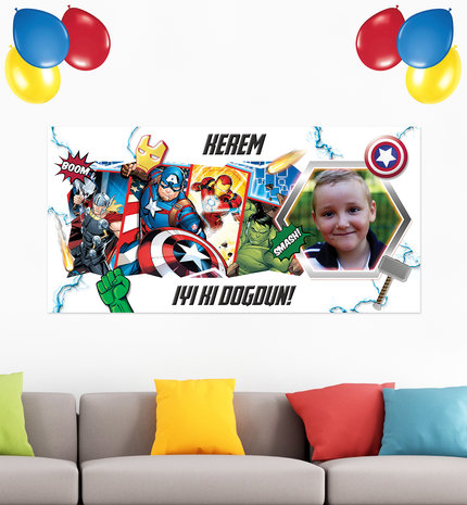 Gepersonaliseerde muurbanner The Avengers thema Voorbeeld turks